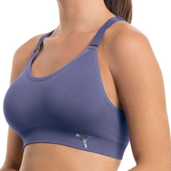 🧚‍♂️NIB Puma Performance Seamless Sports Bra White & Purple Pair Medium - Picture 1 of 14